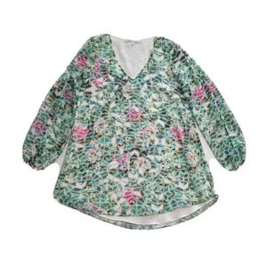 Lovers + Friends Gracie Green Split Sleeve Geometric Shift Boho Mini Dress Small